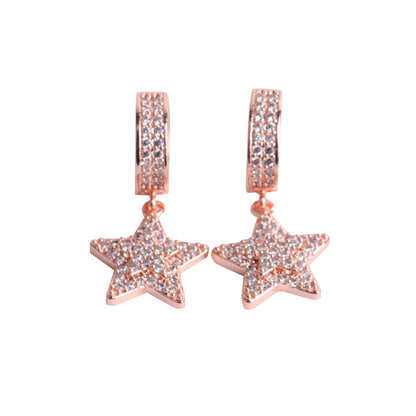 WOMENS ICED STAR DANGLY HOOP EARRINGS