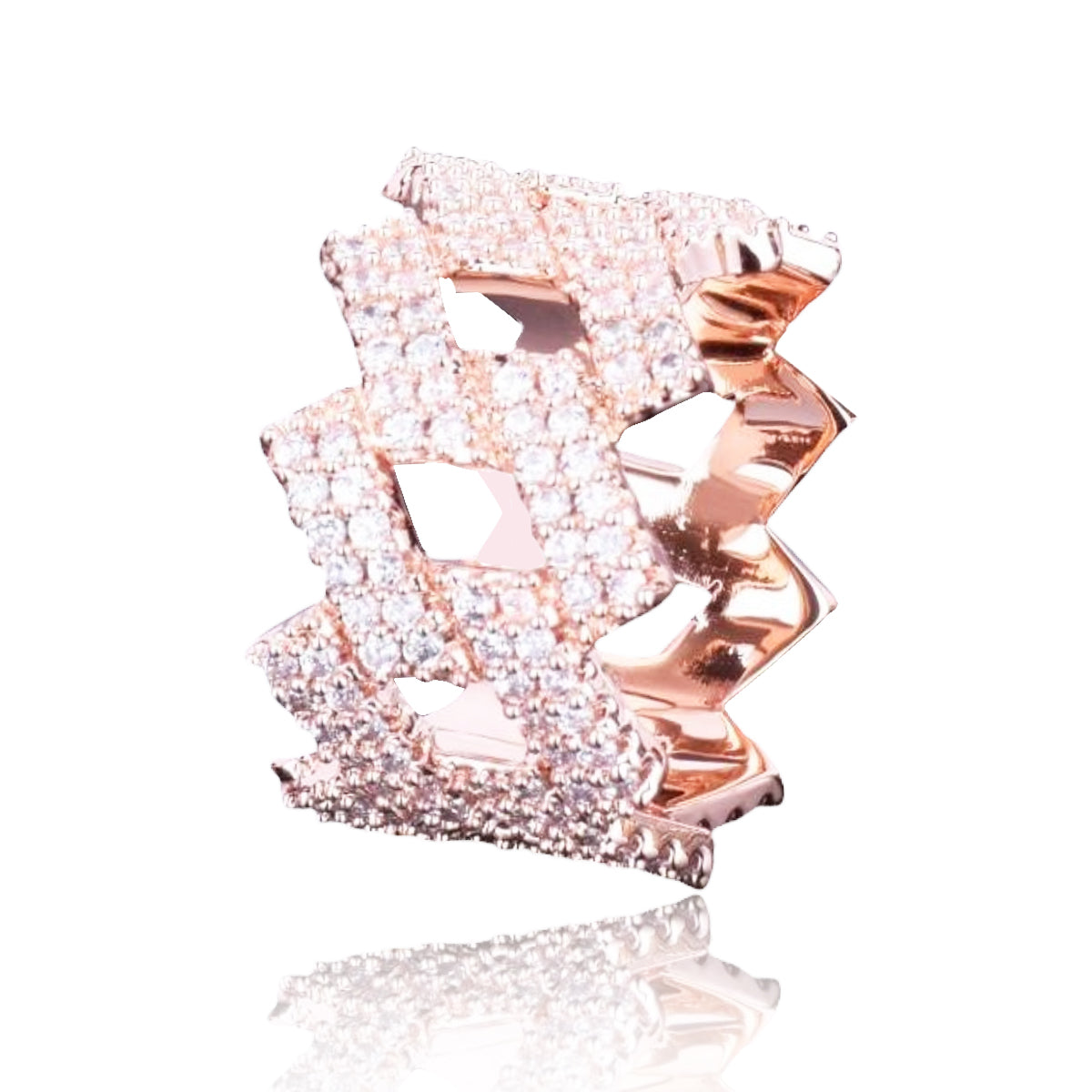 ICED EDGY CUBAN LINK RING