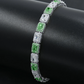 RECT CUT BAGUETTE TENNIS BRACELET // WHITE GOLD X GREEN 6MM