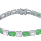 RECT CUT BAGUETTE TENNIS BRACELET // WHITE GOLD X GREEN 6MM