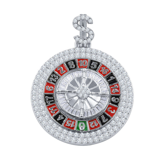 ICED OUT ROULETTE WHEEL PENDANT // WHITE GOLD