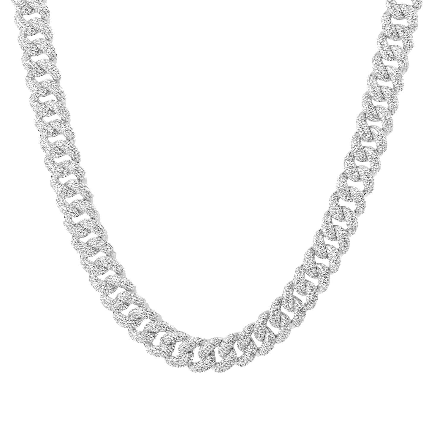 ROUNDED CUBAN LINK CHAIN // WHITE GOLD 18MM