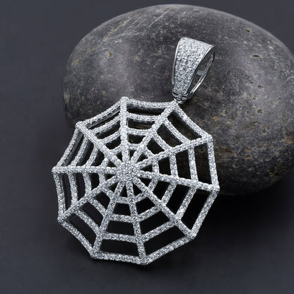 ICED SPIDER WEB PENDANT // WHITE GOLD