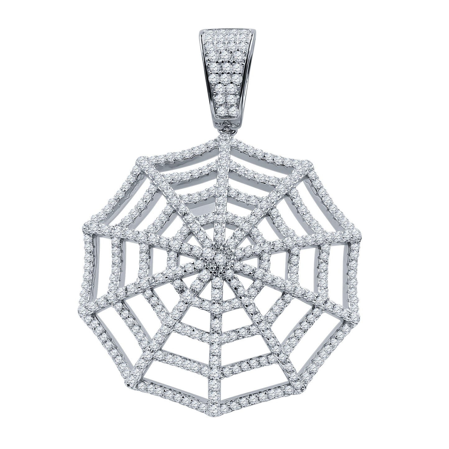 ICED SPIDER WEB PENDANT // WHITE GOLD