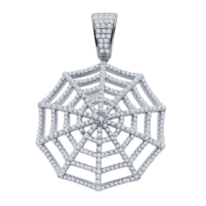 ICED SPIDER WEB PENDANT // WHITE GOLD