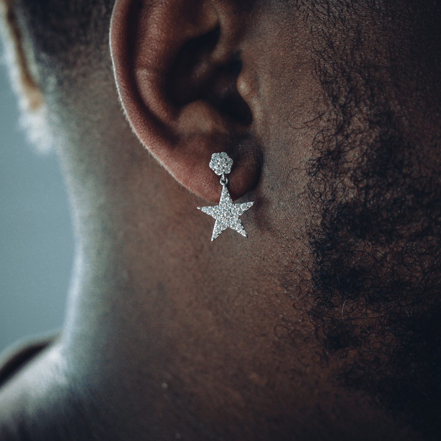 ICED STARDOM DANGLY EARRINGS IN WHITE GOLD