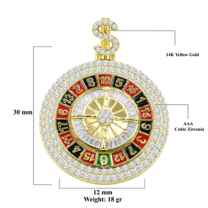 ICED OUT ROULETTE WHEEL PENDANT // YELLOW GOLD