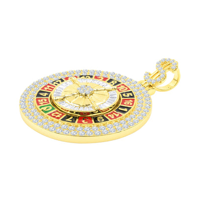 ICED OUT ROULETTE WHEEL PENDANT // YELLOW GOLD